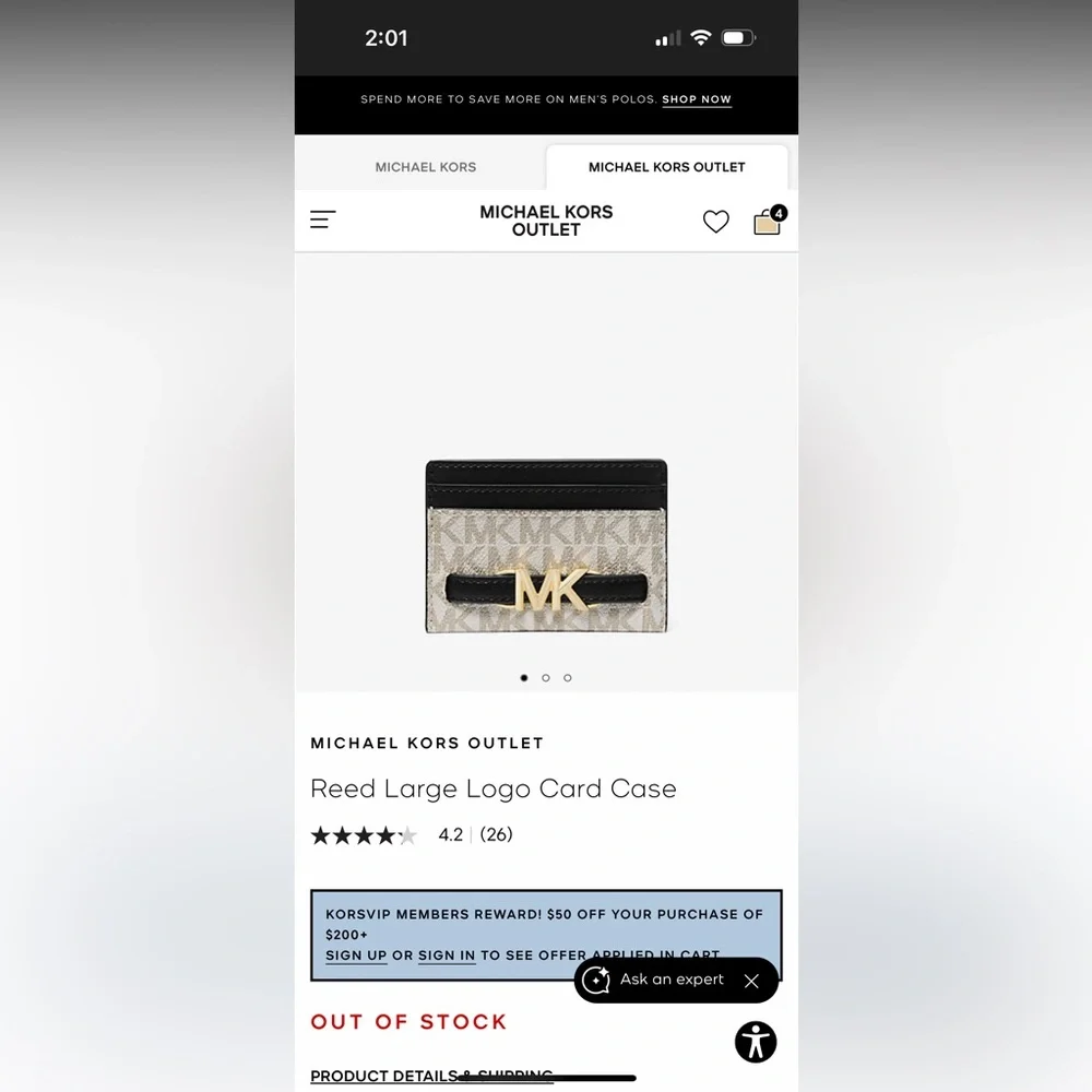 Michael Kors Black and Cream Logo Card Case🖤Sold out at Michael Kors - Picture 2 of 4